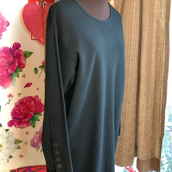 Vintage The Very Thing! Solid black long sleeve casual midi shift dress Size M/P - Picture 3 of 17